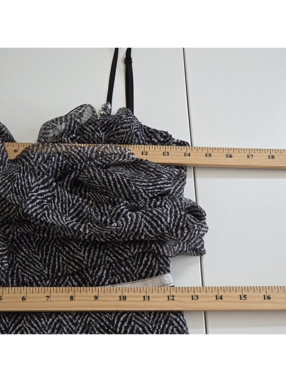 Vtg LM Lulu Paris Silk Chiffon Dress S Lined Bow Belt Herringbone France Romance - Picture 6 of 16